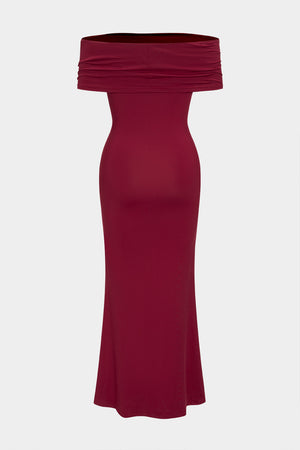 Off Shoulder Zeemeermin Hem Maxi Jurk