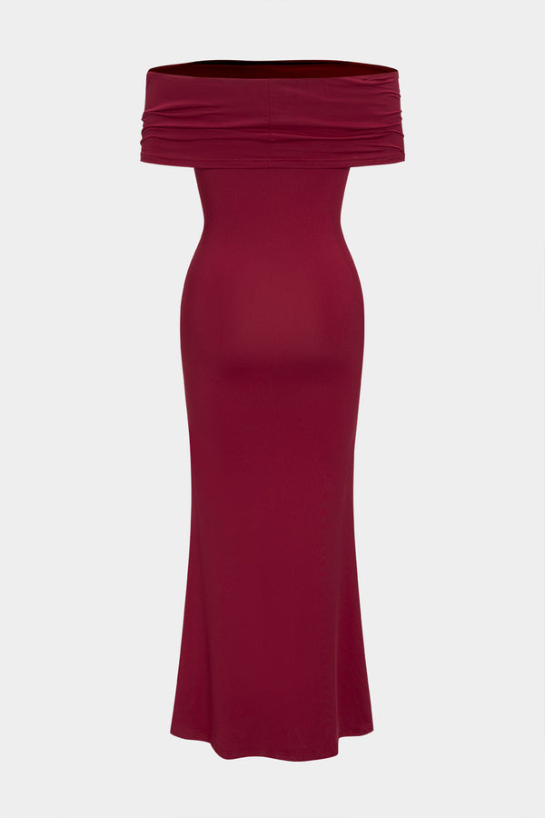 Off Shoulder Zeemeermin Hem Maxi Jurk