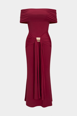 Off Shoulder Zeemeermin Hem Maxi Jurk